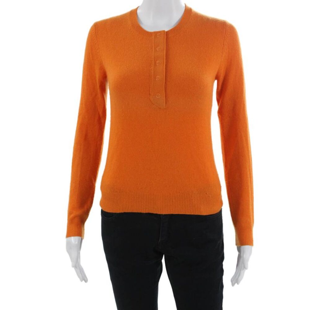TSE Say Unisex Henley Cashmere Sweater Orange Size XS